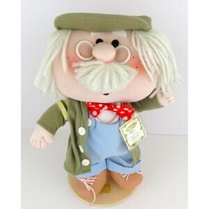 1984 Bumpkin Bunkies Gramps Plush Doll by Fabrizio w/ Stand George Good 12"